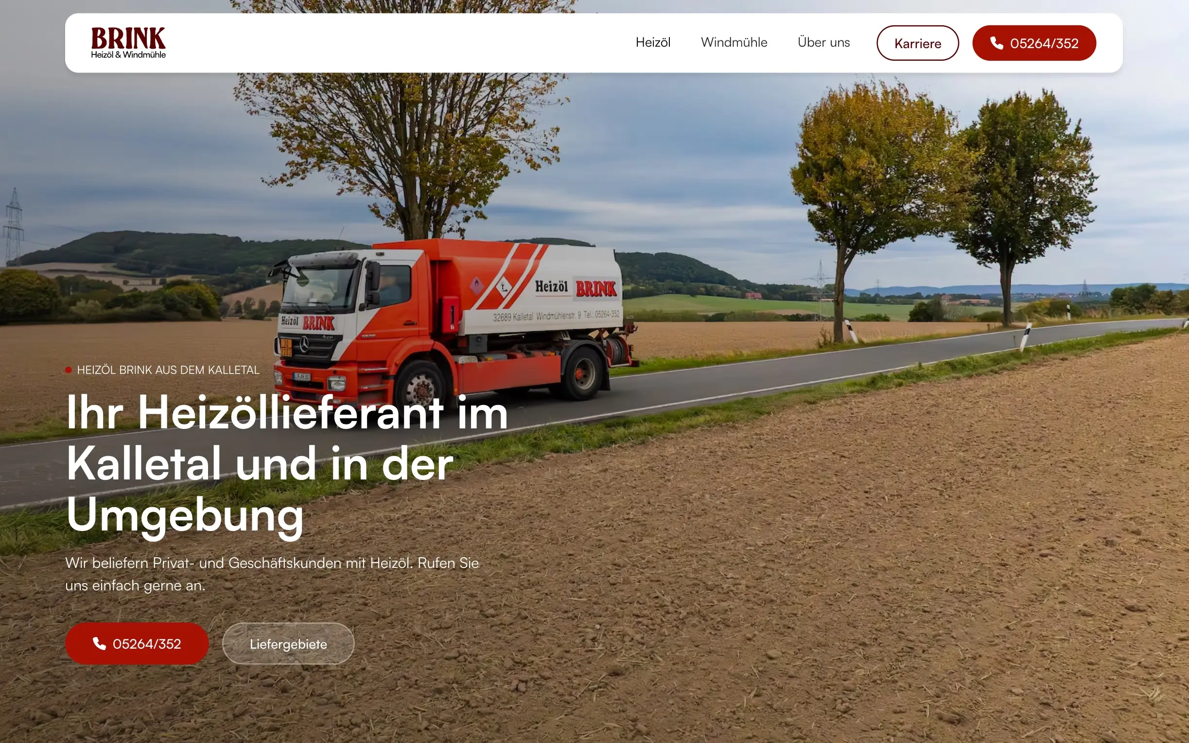 Website von Heizöl Brink aus dem Kalletal